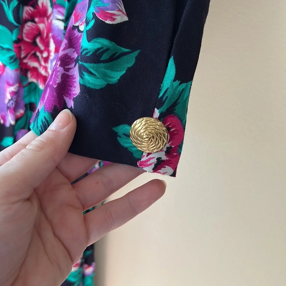 VINTAGE Leslie Fay Floral Dress with pockets! Spring Dress - Picture 5 of 6